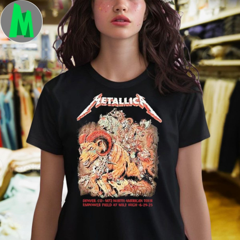 Metallica M72 Denver 2025 Exclusive Hoodie Night 2 In Denver CO On June 29 At Empower Field at Mile High Infernal Ride Merchandise T-Shirt