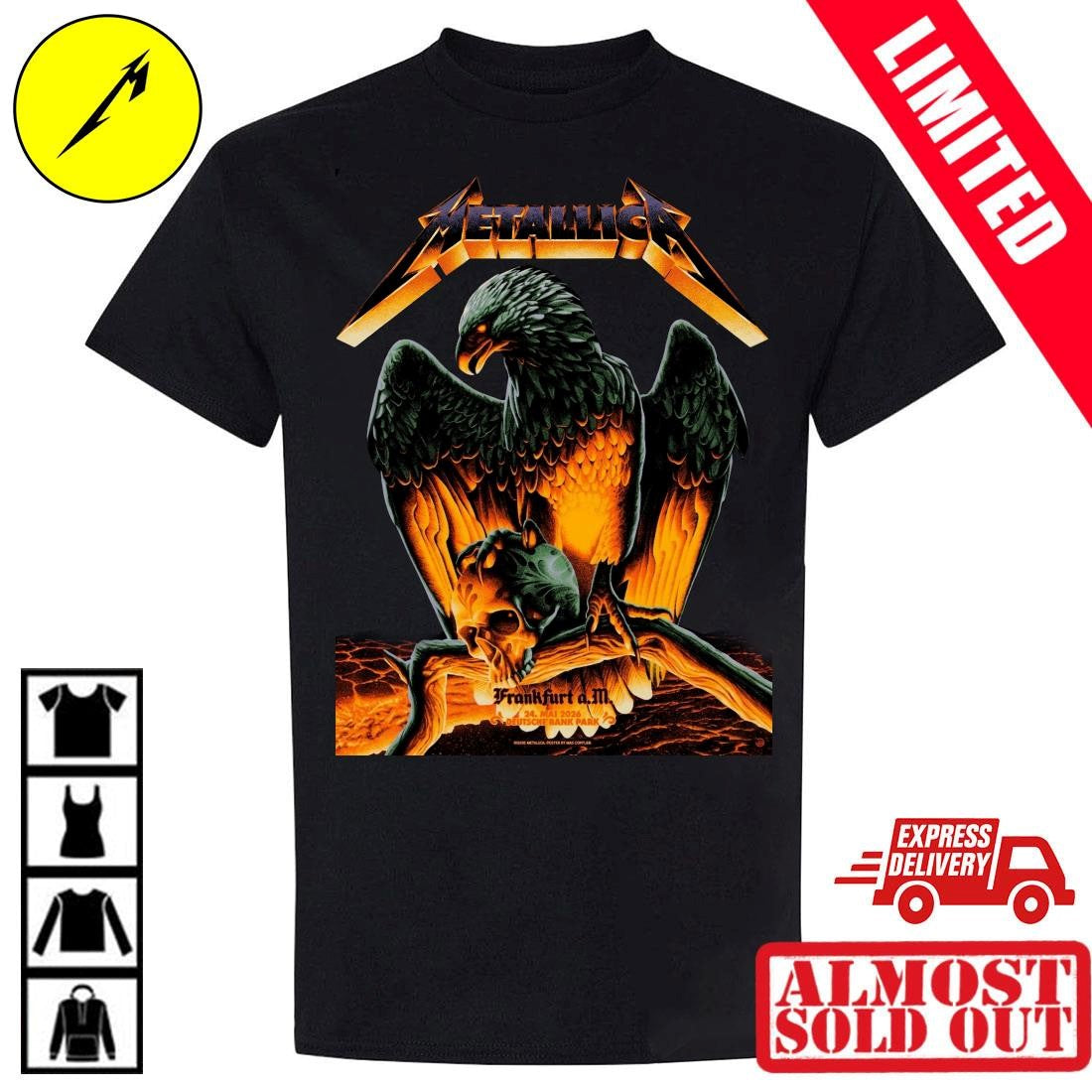 Metallica M72 Frankfurt 2 Nights Exclusive Tee At Deutsche Bank Park On May 22 24 2026 Germany M72 World Tour Shirrt