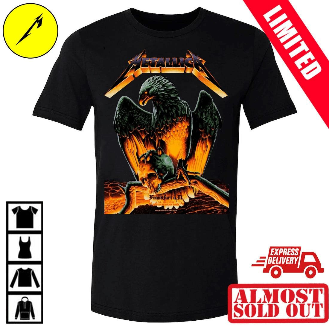 Metallica M72 Frankfurt 2 Nights Exclusive Tee At Deutsche Bank Park On May 22 24 2026 Germany M72 World Tour Shirrt