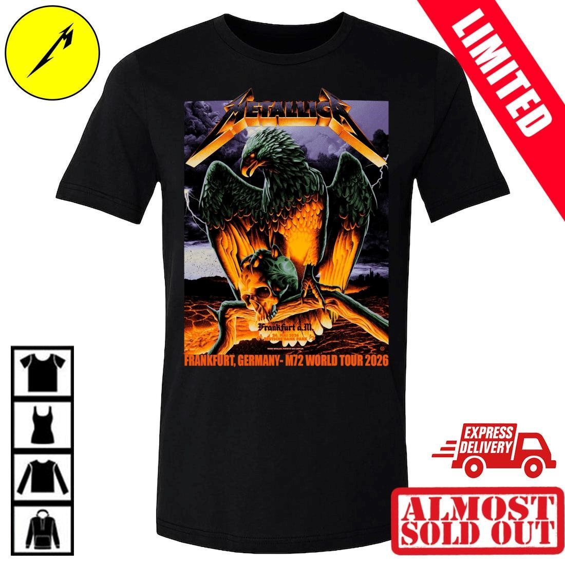 Metallica M72 Frankfurt Limited Poster Edition Night 2 At Deutsche Bank Park In Frankfurt DE On May 24 2026 Hellfire Eagle Shirt