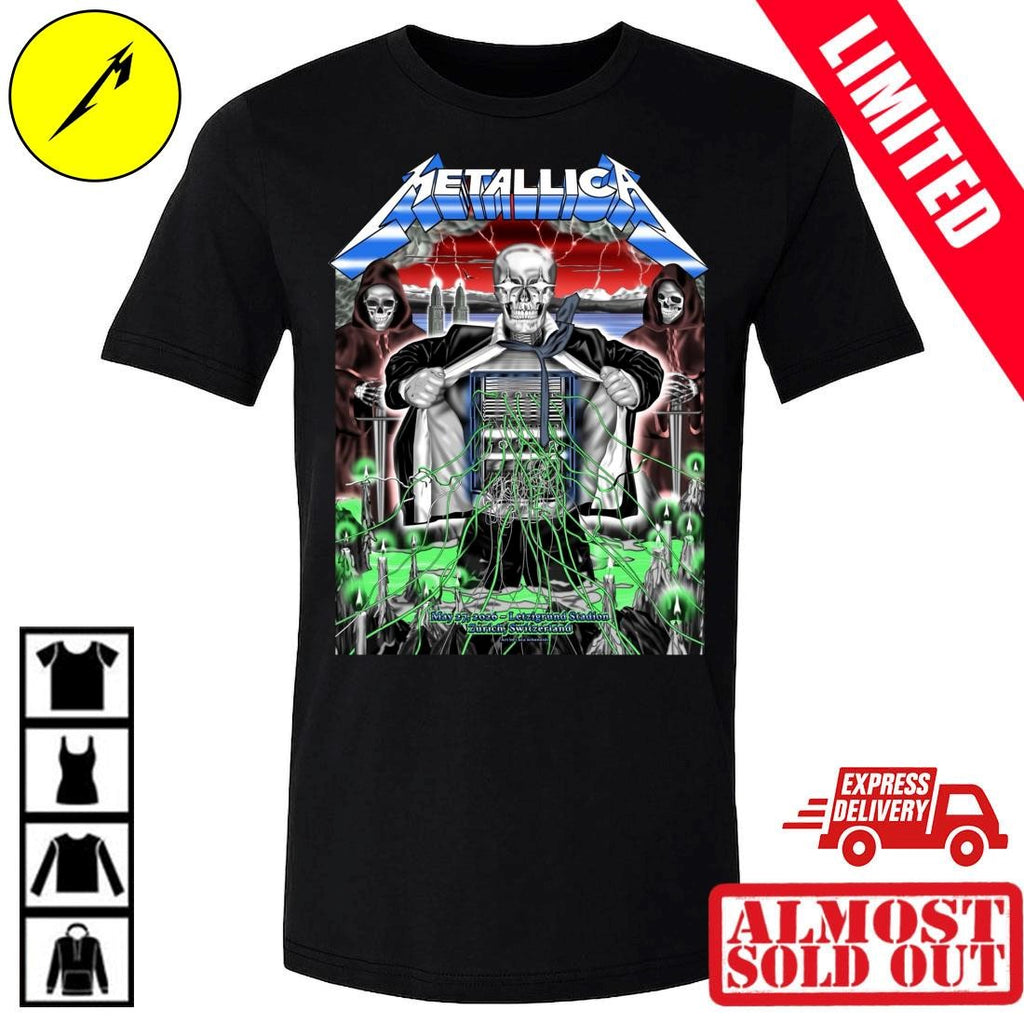 Metallica M72 Tour Pop-Up Shop Shirt Zürich May 27 2026 Art by Luca Schenardi