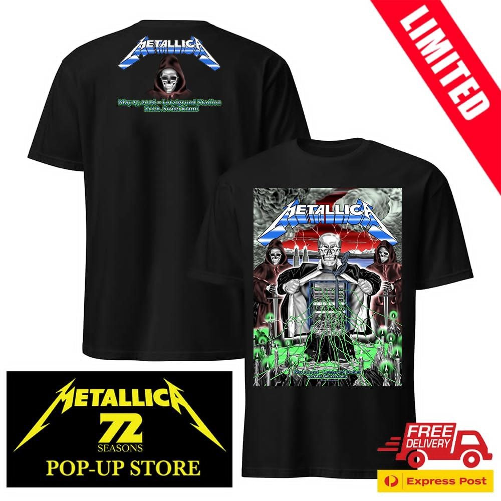 Metallica M72 Zurich 2026 Venue Merch Tee For Zurich Switzerland At Letzigrund Stadion On May 27 2026 2 Sides Shirt