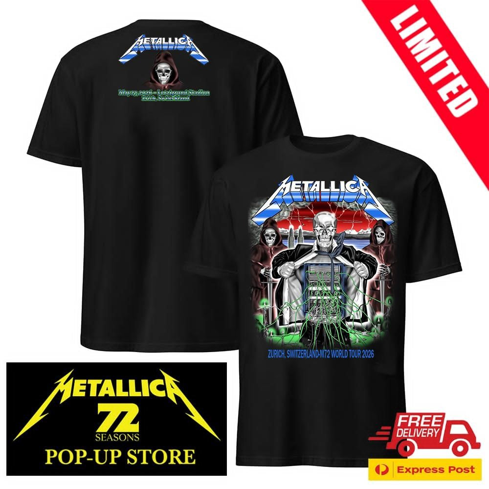 Metallica M72 Zurich At Stadion Letzigrund In Zurich Switzerland On May 27 2026 Art By Luca Schenardi 2 Sides Shirt