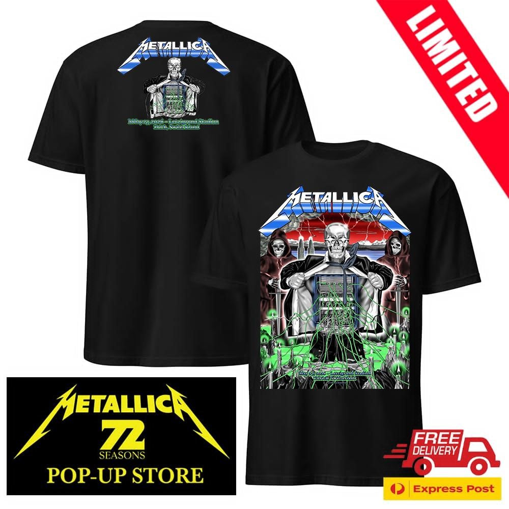 Metallica M72 Zürich May 27 2026 Pop-Up Shop Shirt Art By Luca Schenardi Two Sides