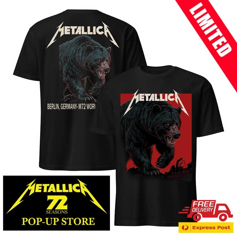 Metallica Pop-Up Shop Berlin Venue Poster 30 May 2026 Two Sides Shirt Olympiastadion Bear