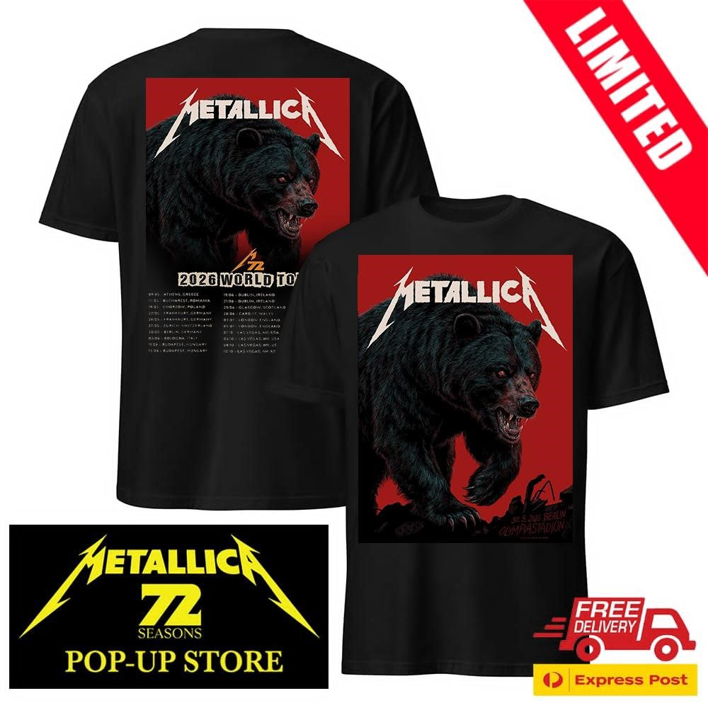 Metallica Pop-Up Shop M72 Berlin 2026 Two Sides Shirt Venue Poster Olympiastadion Bear Janta Island