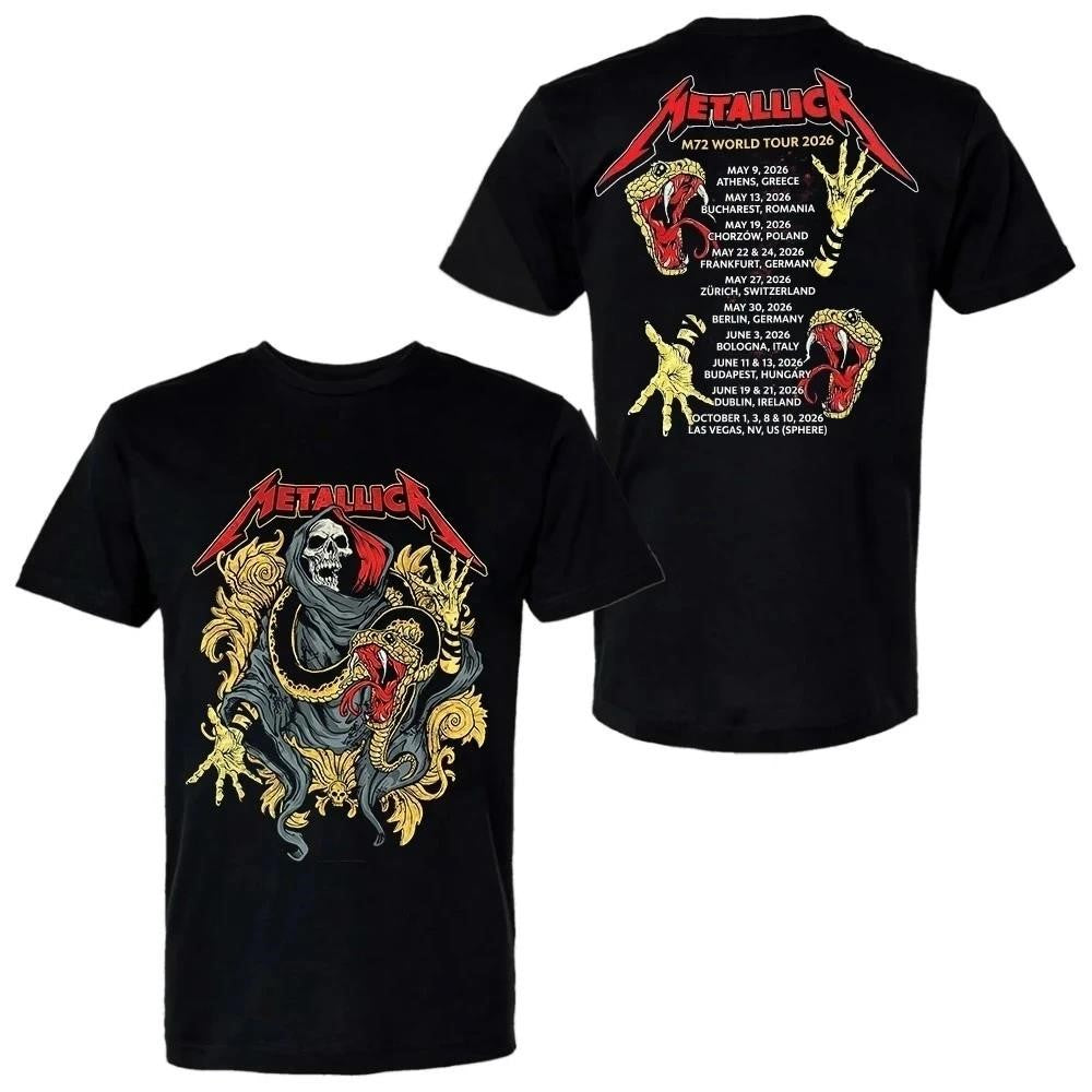 Metallica Pop-up Store M72 European World Tour 2026 Death And Snake Artwork Shirt