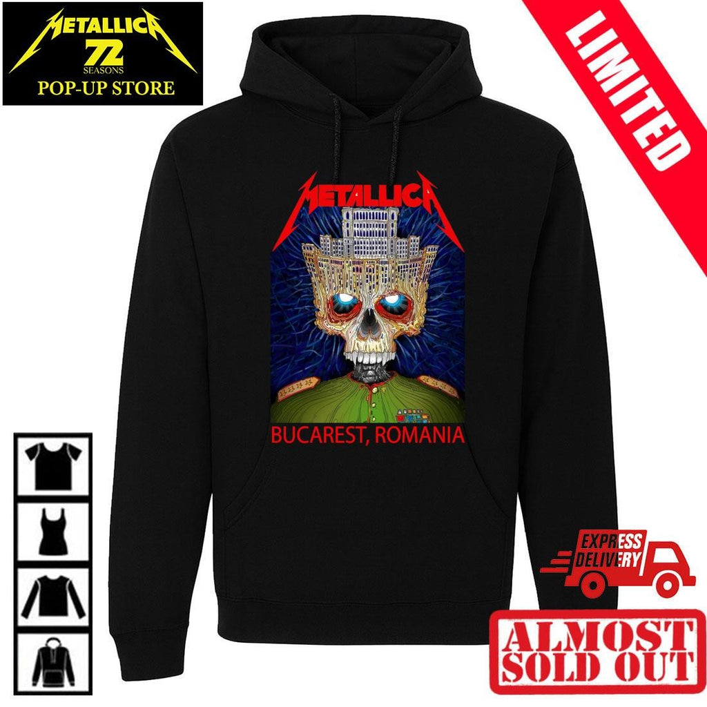 Metallica Romania 2026 Tour Shirt – Palace Of Parliament Crown Skull Artwork By Matei Apostolescu – Bucharest Arena Nationala May 13th Band Tee