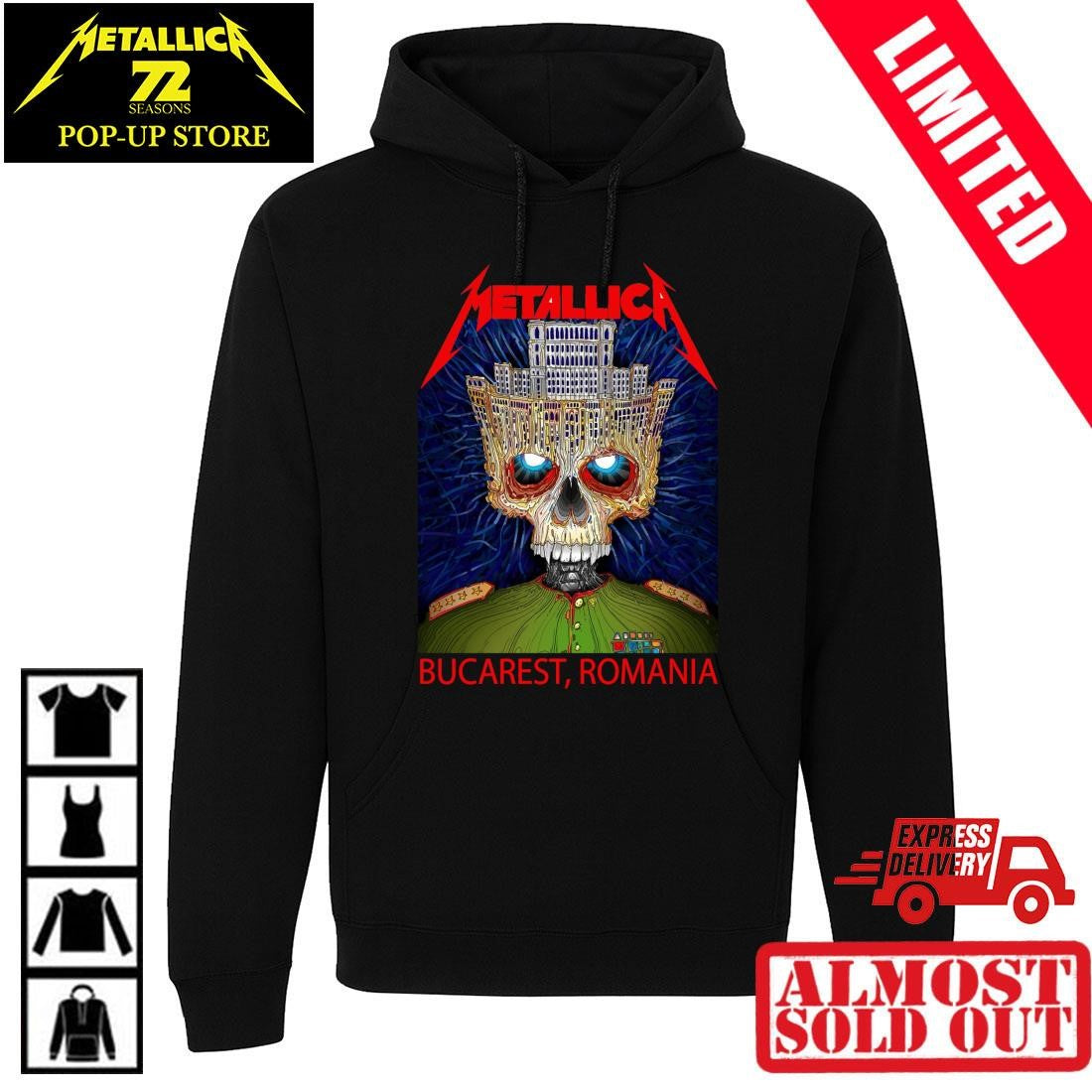 Metallica Romania 2026 Tour Shirt – Palace Of Parliament Crown Skull Artwork By Matei Apostolescu – Bucharest Arena Nationala May 13th Band Tee