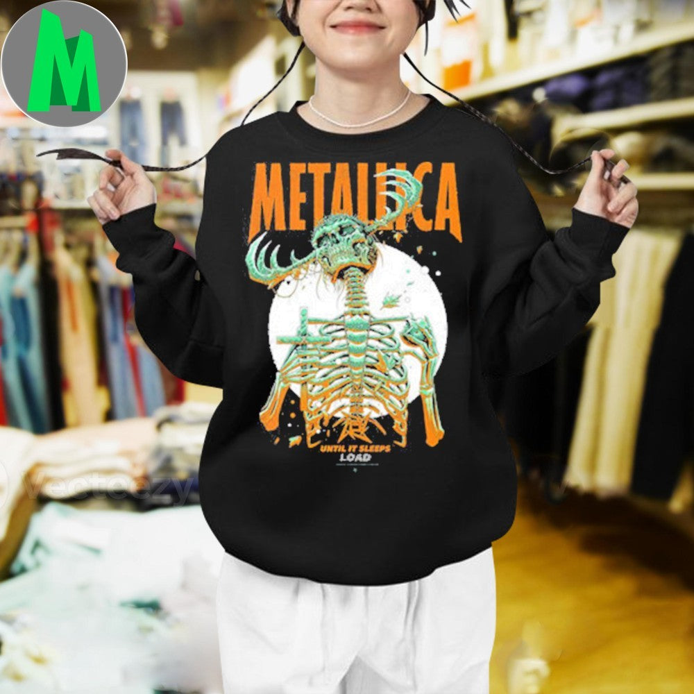 Metallica Until It Sleeps Load Remastered Skull Graphic T-Shirt by Luke Preece
