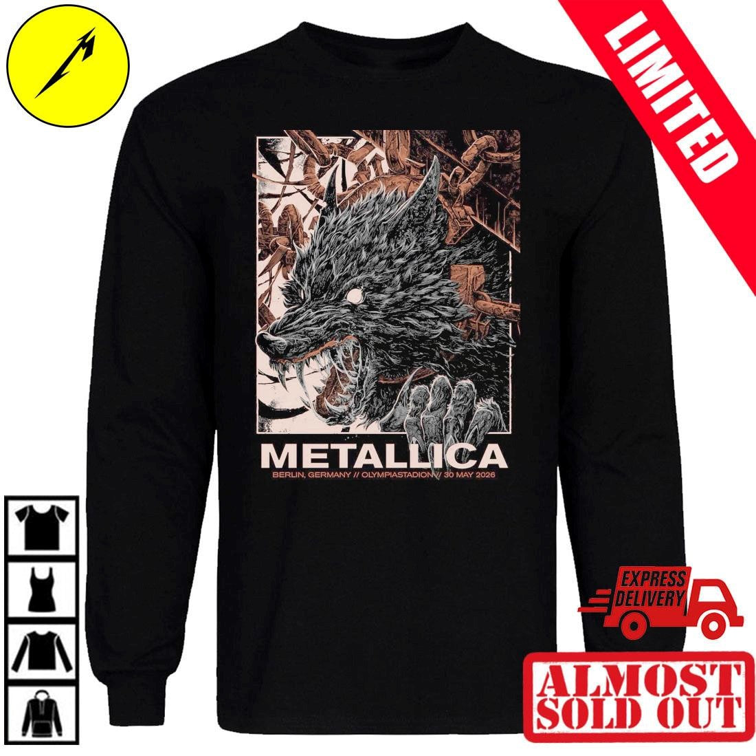 Metallica Wolf Art Poster Shirt Berlin Germany 2026 Official