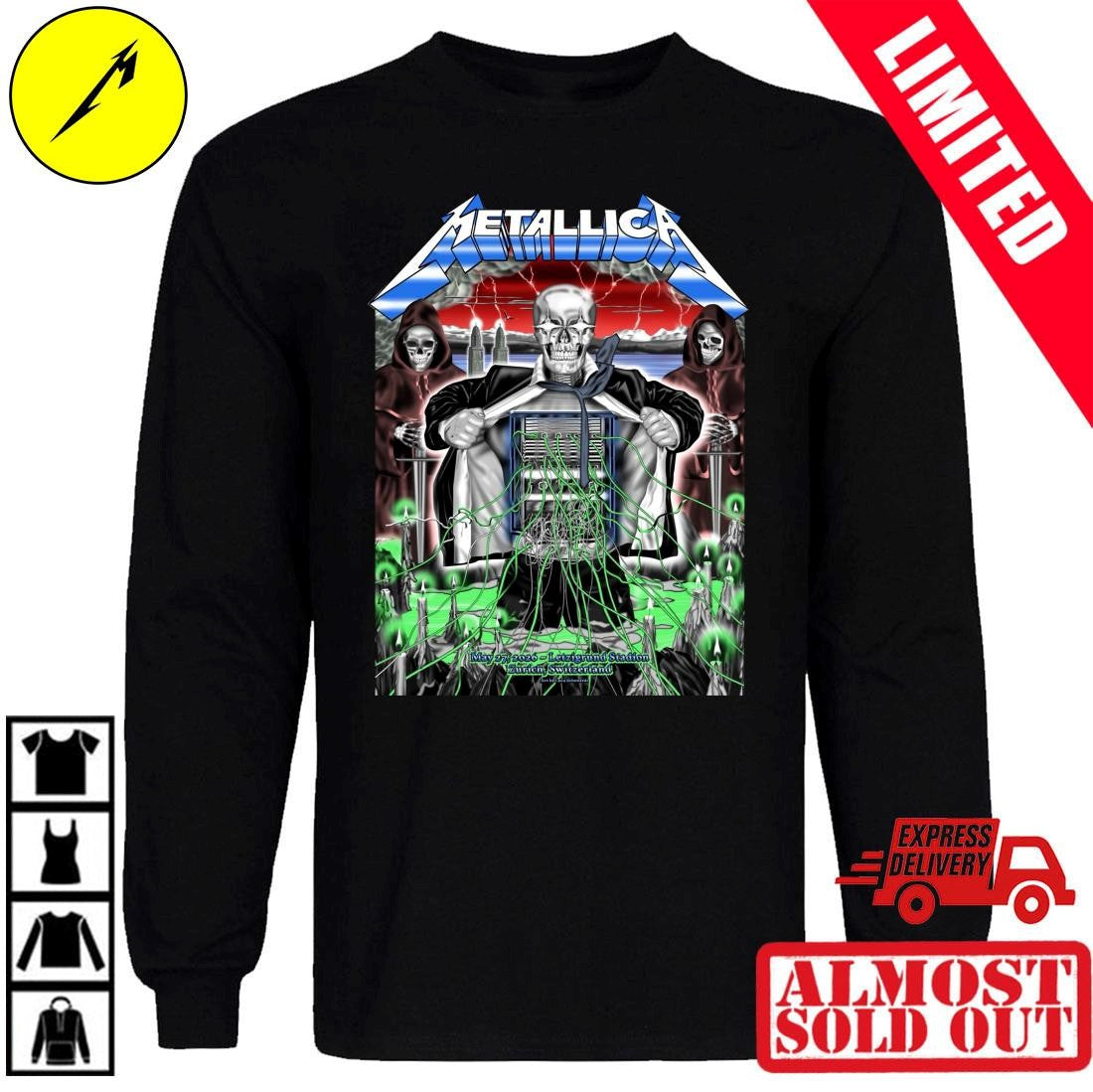 Metallica Zürich Switzerland Pop-Up Shop Clothing May 27 2026 Art by Luca Schenardi