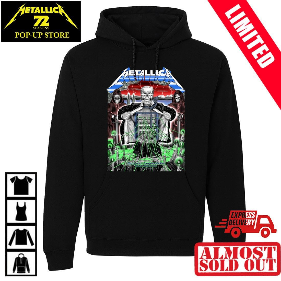 Metallica Zürich Switzerland Pop-Up Shop Clothing May 27 2026 Art by Luca Schenardi