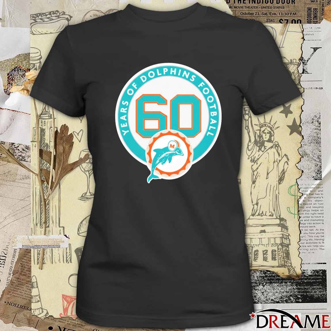 Miami Dolphins 60 Year Anniversary Years Of Dolphins Football Logo t-shirt