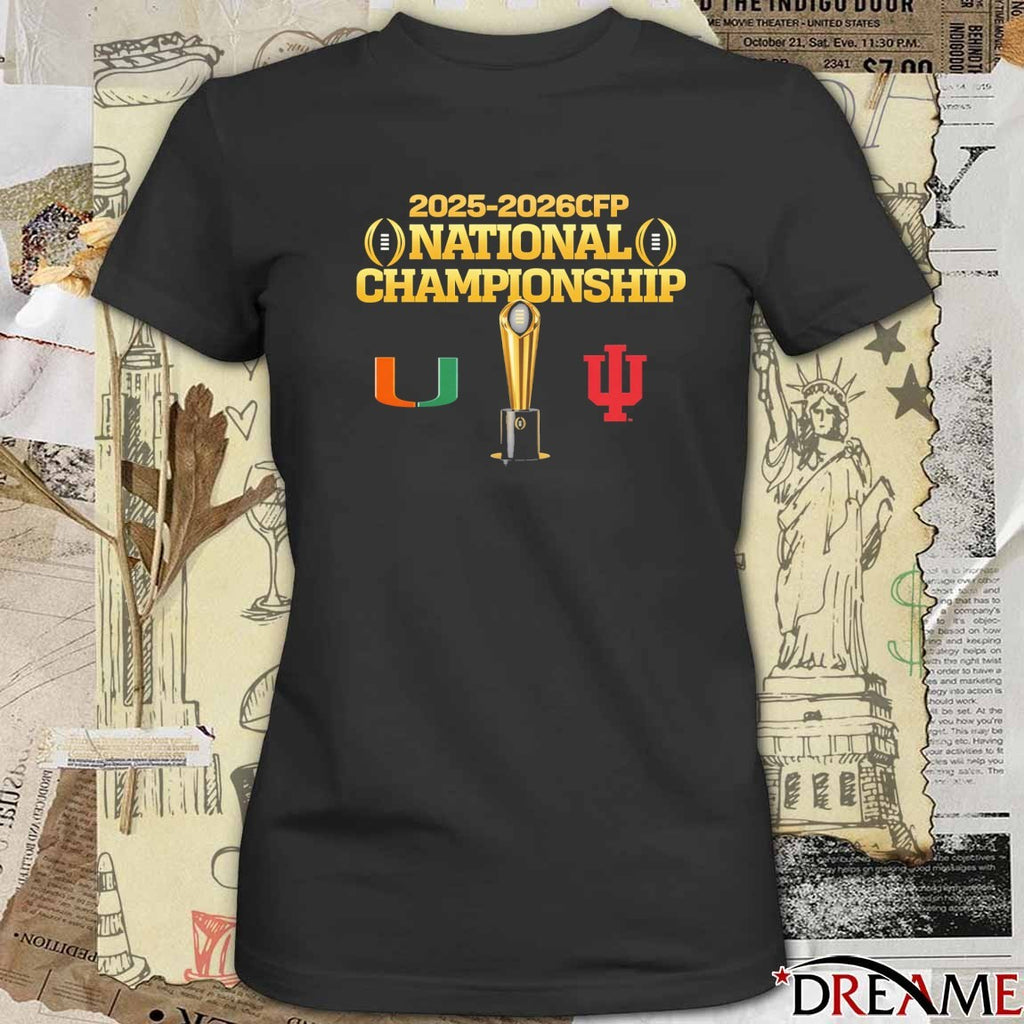 Miami Vs Indiana 2025-2026 CFP National Championship Trophy Logos t-shirt