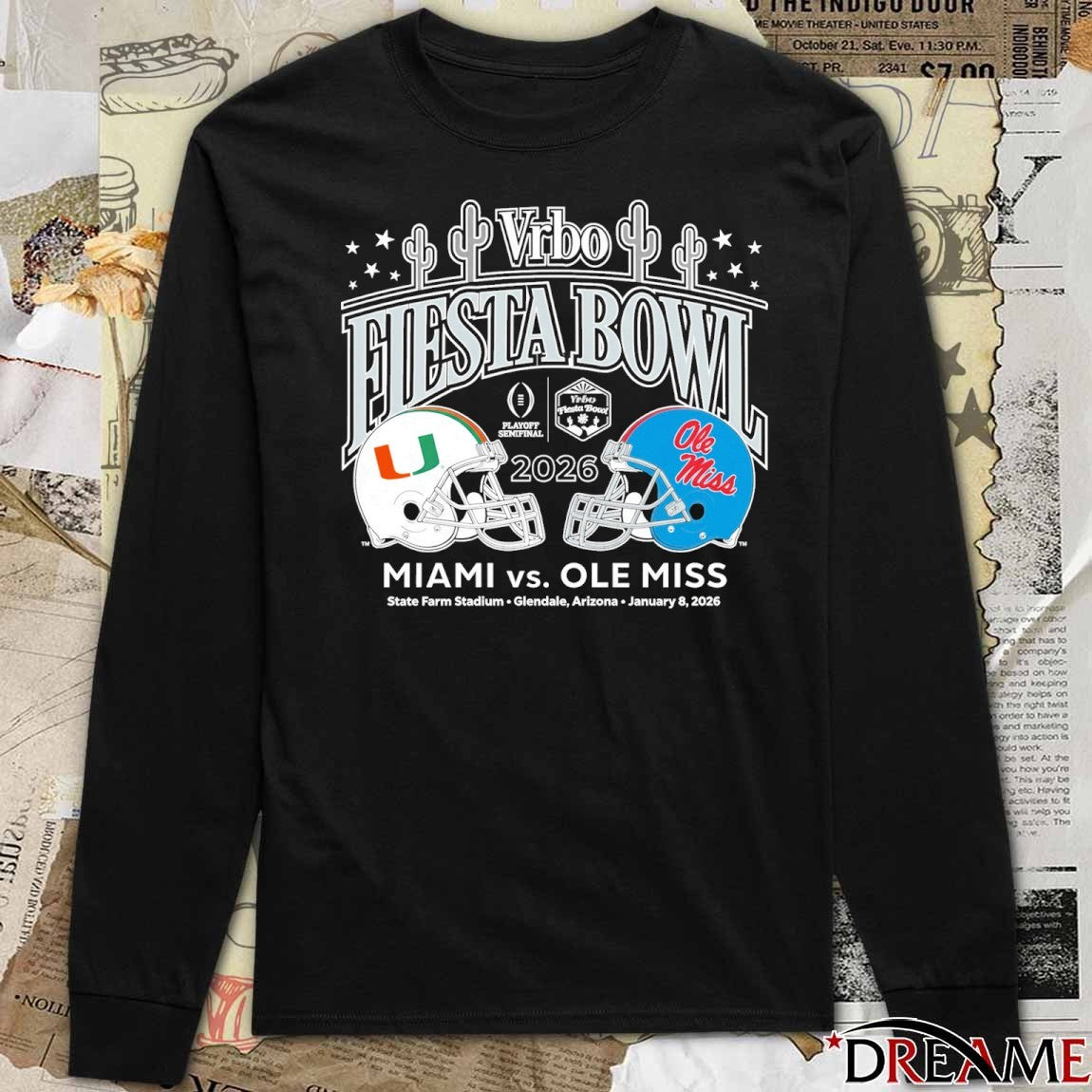 Miami Vs Ole Miss 2026 Vrbo Fiesta Bowl Cactus Matchup CFP Semifinal t-shirt