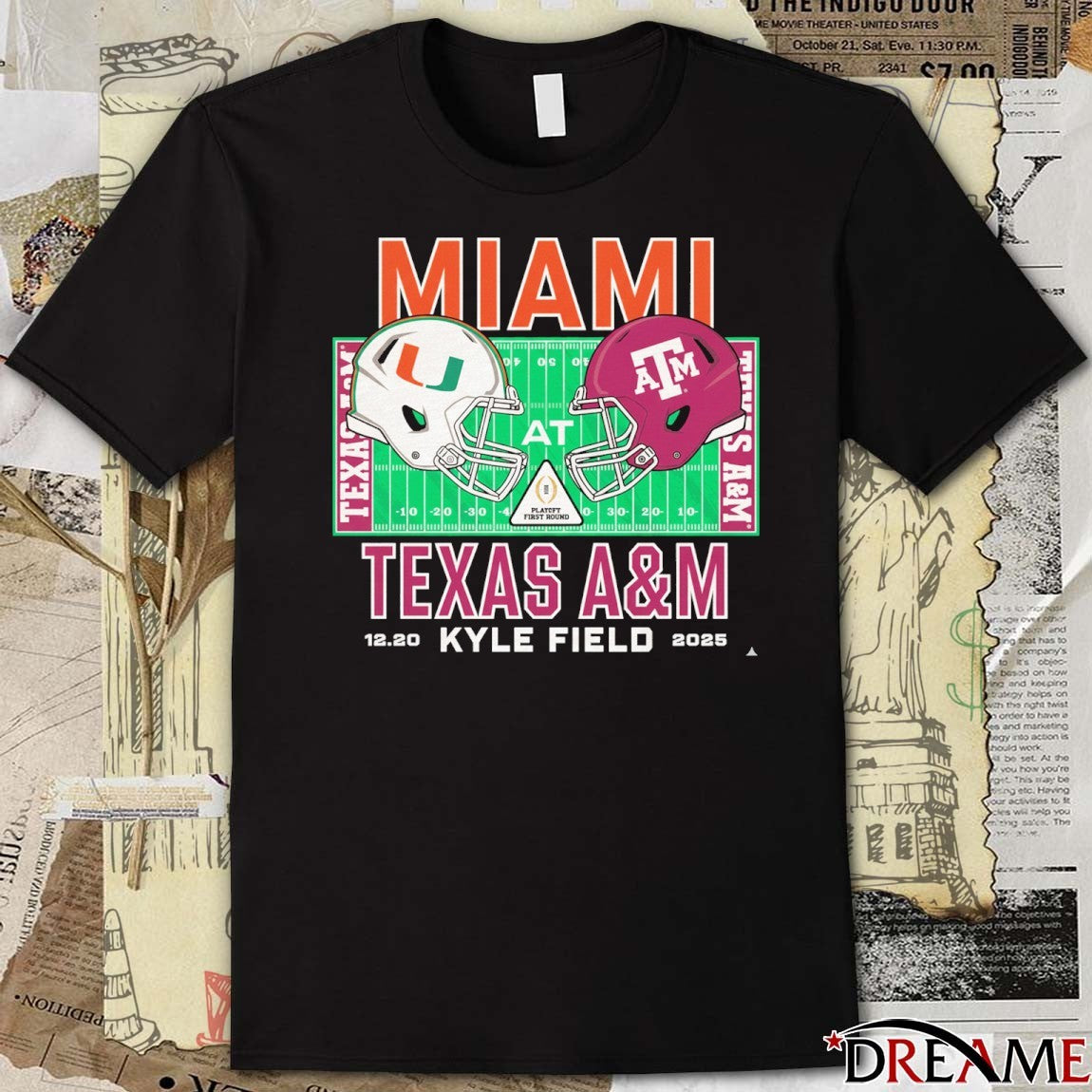 Miami vs Texas A&M 2025 College Football Playoff 12.20 Kyle Field t-shirt
