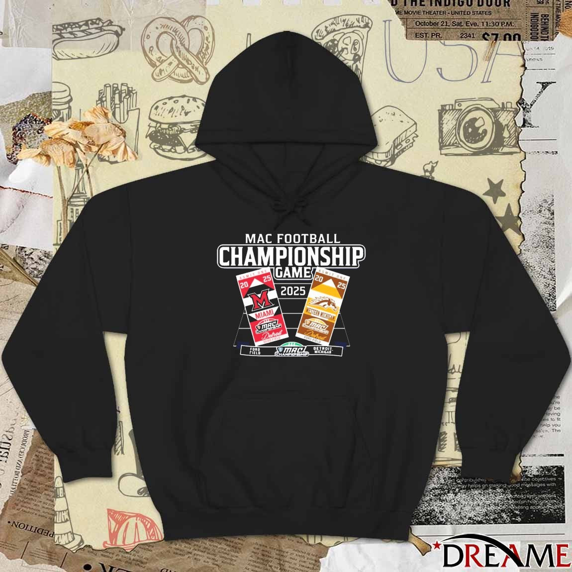 Miami vs. Western Michigan MAC 2025 Football Championship Game Ford Field Tickets t-shirt