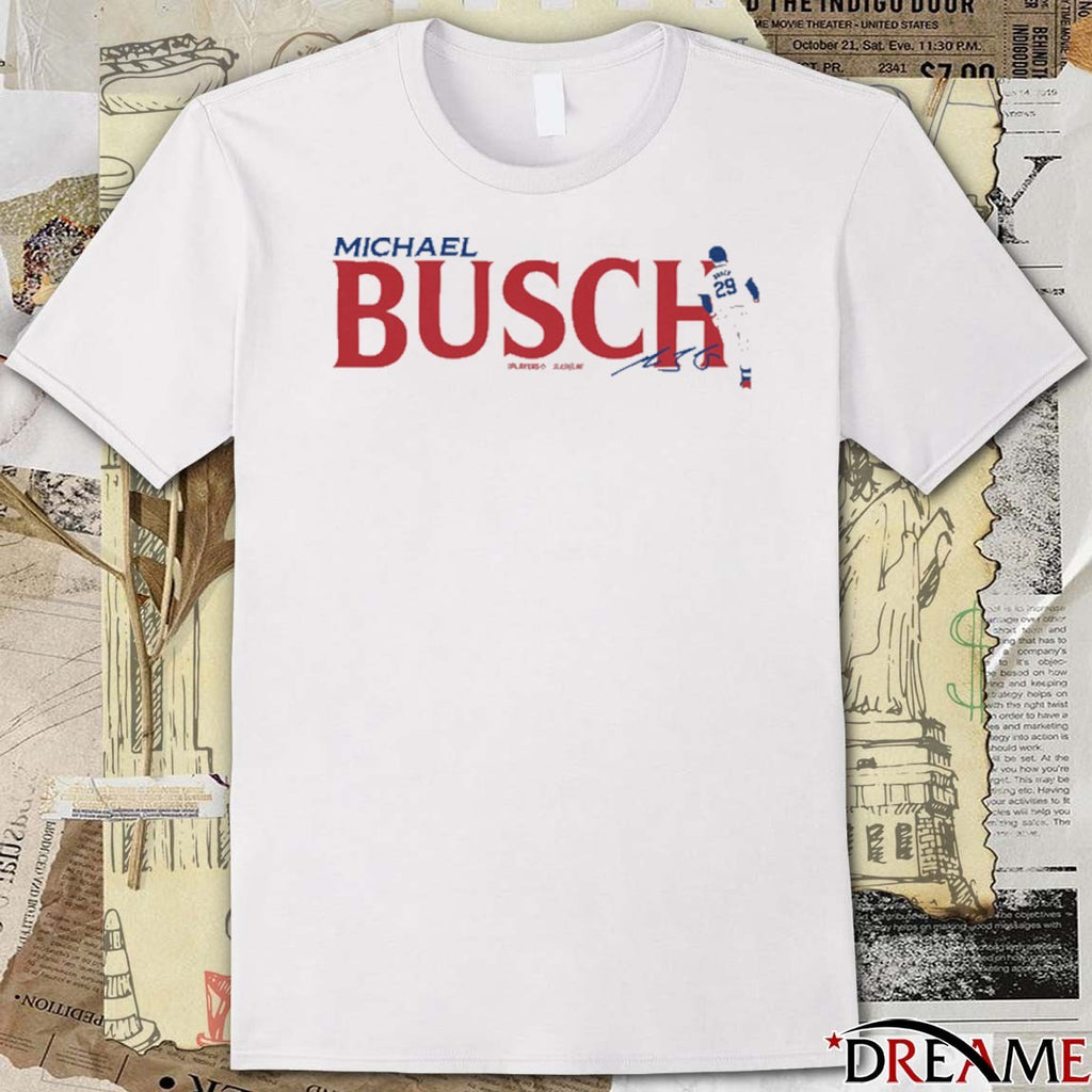Michael Busch Chicago Cubs MLB Slash Line Signature t-shirt