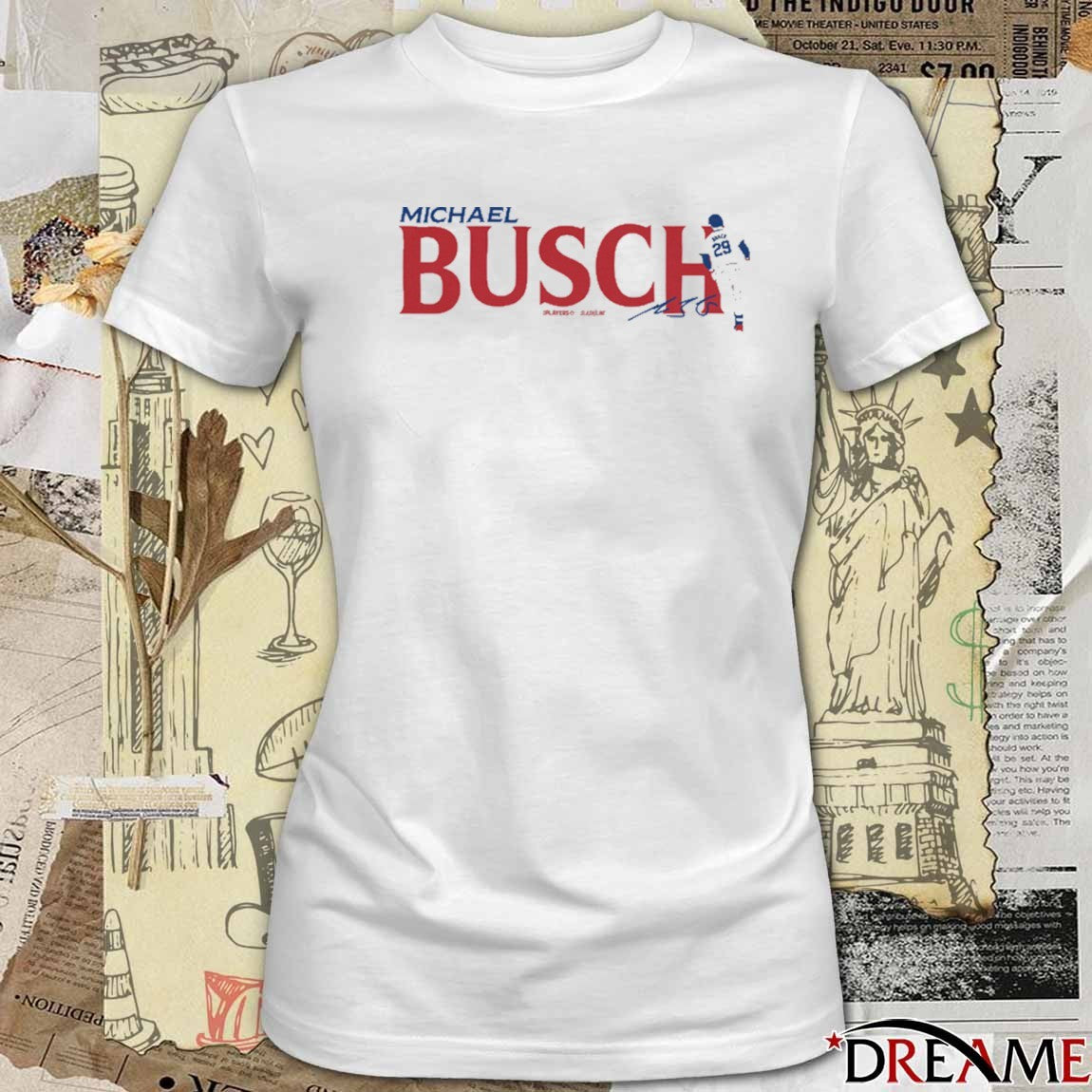 Michael Busch Chicago Cubs MLB Slash Line Signature t-shirt