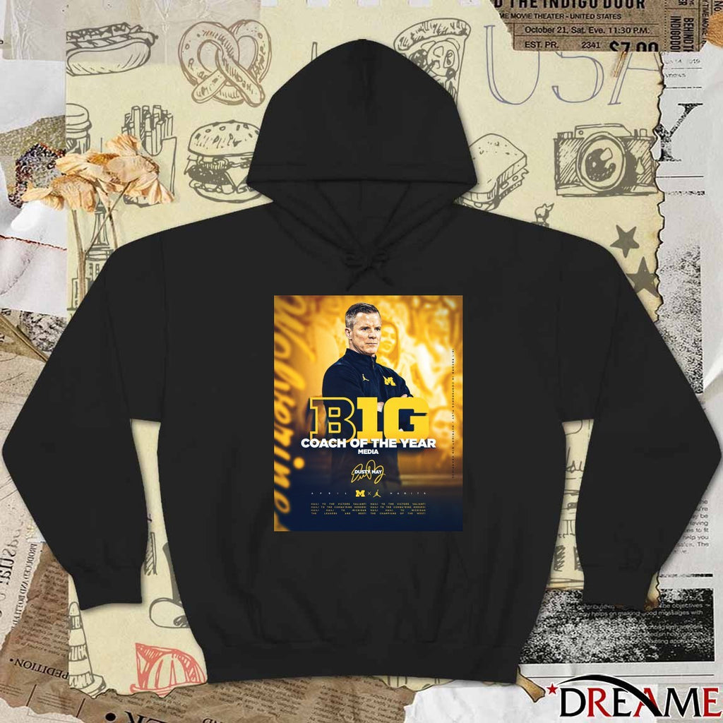Michigan Men’s Basketball Big Coach Of The Year Media Dusty May Signature t-shirt
