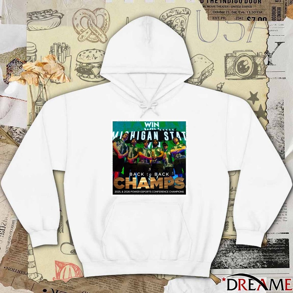 Michigan State Esports Back To Back Champs 2025-2026 Power Esports Conference Champions Poster t-shirt