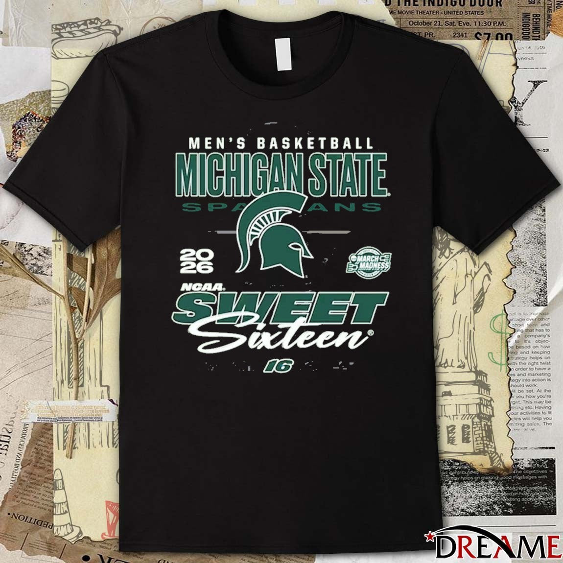 Michigan State Spartans Tom Izzo 2026 NCAA March Madness Sweet 16 17th Time East Region Basketball t-shirt