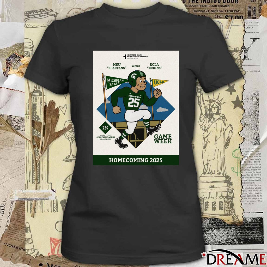 Michigan State Spartans vs UCLA Bruins October 11 2025 Spartan Stadium Game Week Poster t-shirt