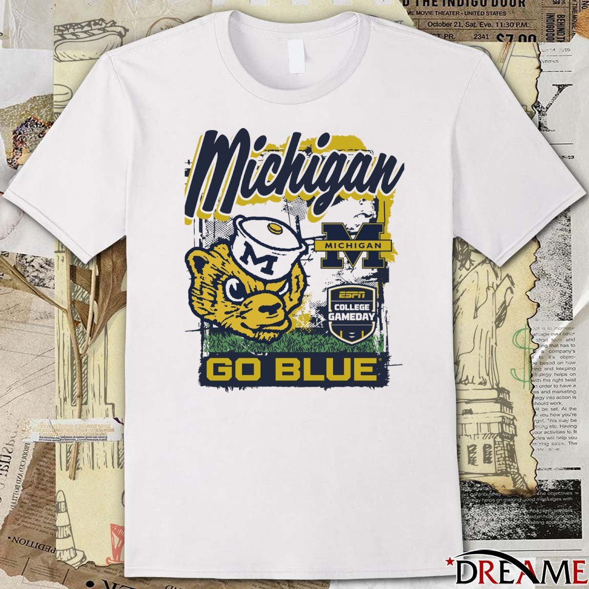 Michigan Wolverines ESPN College GameDay Go Blue Michigan Mascot t-shirt