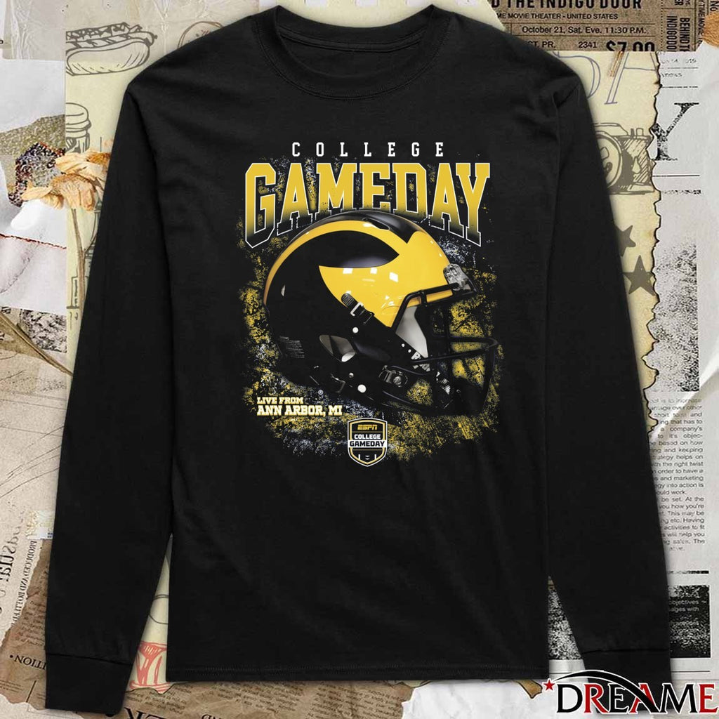 Michigan Wolverines ESPN College GameDay Live From Ann Arbor MI Helmet t-shirt