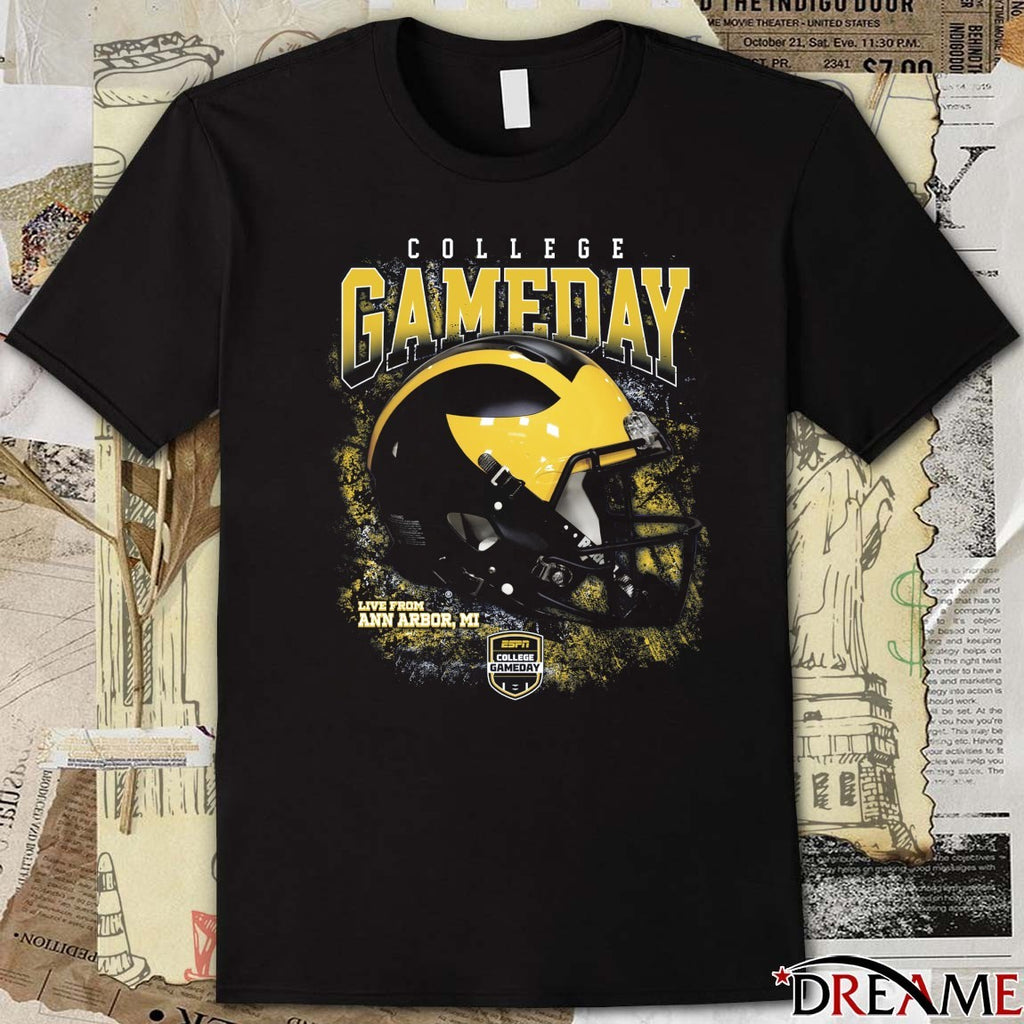 Michigan Wolverines ESPN College GameDay Live From Ann Arbor MI Helmet t-shirt