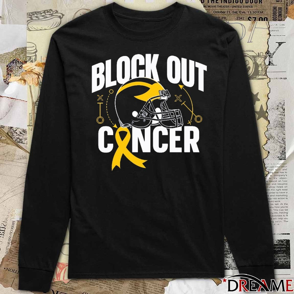 Michigan Wolverines NCAA Block Out Cancer Helmet 2025 t-shirt