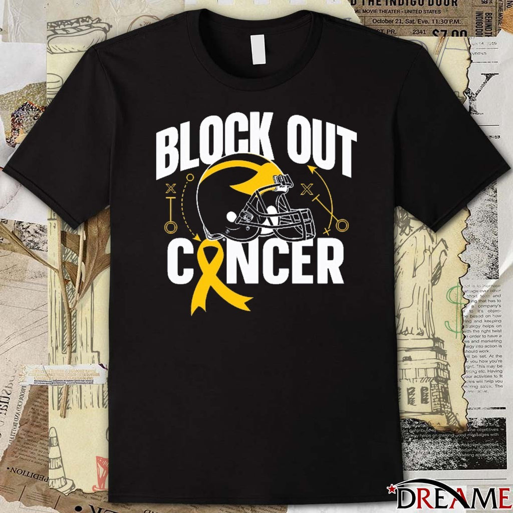 Michigan Wolverines NCAA Block Out Cancer Helmet 2025 t-shirt