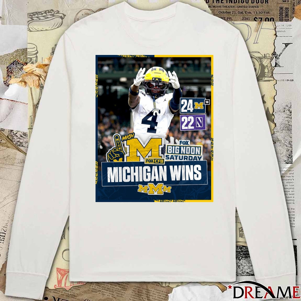 Michigan Wolverines Vs Northwestern Wildcats Final Score 24-22 November 15, 2025 Poster t-shirt