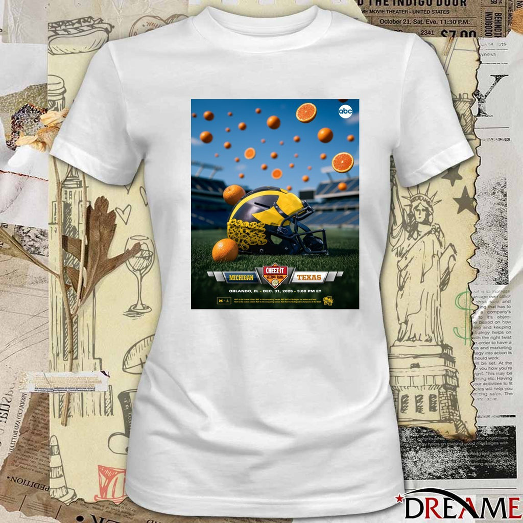 Michigan Wolverines Vs Texas Longhorns Cheez-It Citrus Bowl December 31, 2025 Poster t-shirt
