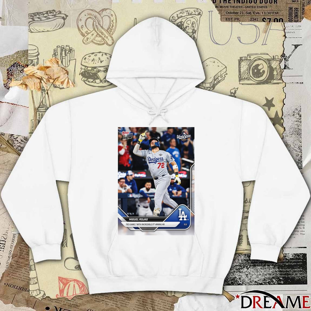 Miguel Rojas 2025 MLB Topps Los Angeles Dodgers Ties Game 7 With Incredible 9th Inning HR Card t-shirt