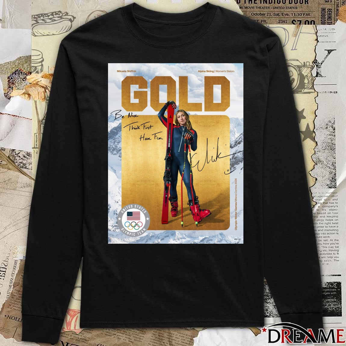 Mikaela Shiffrin Alpine Skiing Women’s Slalorm Gold Medal Olympic Winter Games Milano Cortina 2026 Signature t-shirt