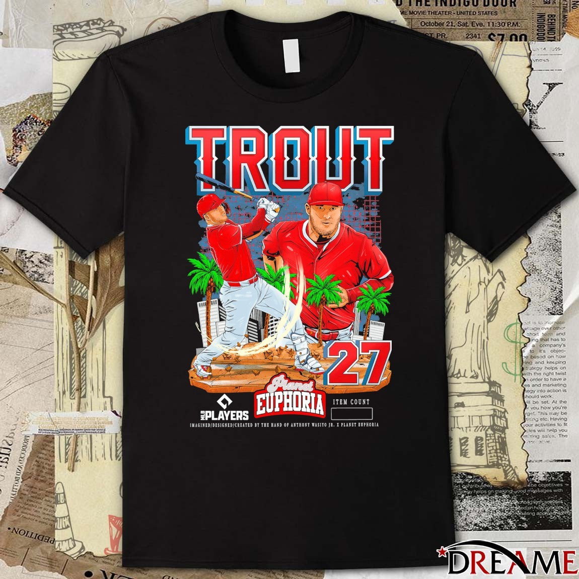Mike Trout Los Angeles Angels MLB Players Planet Euphoria Artwork 2026 t-shirt