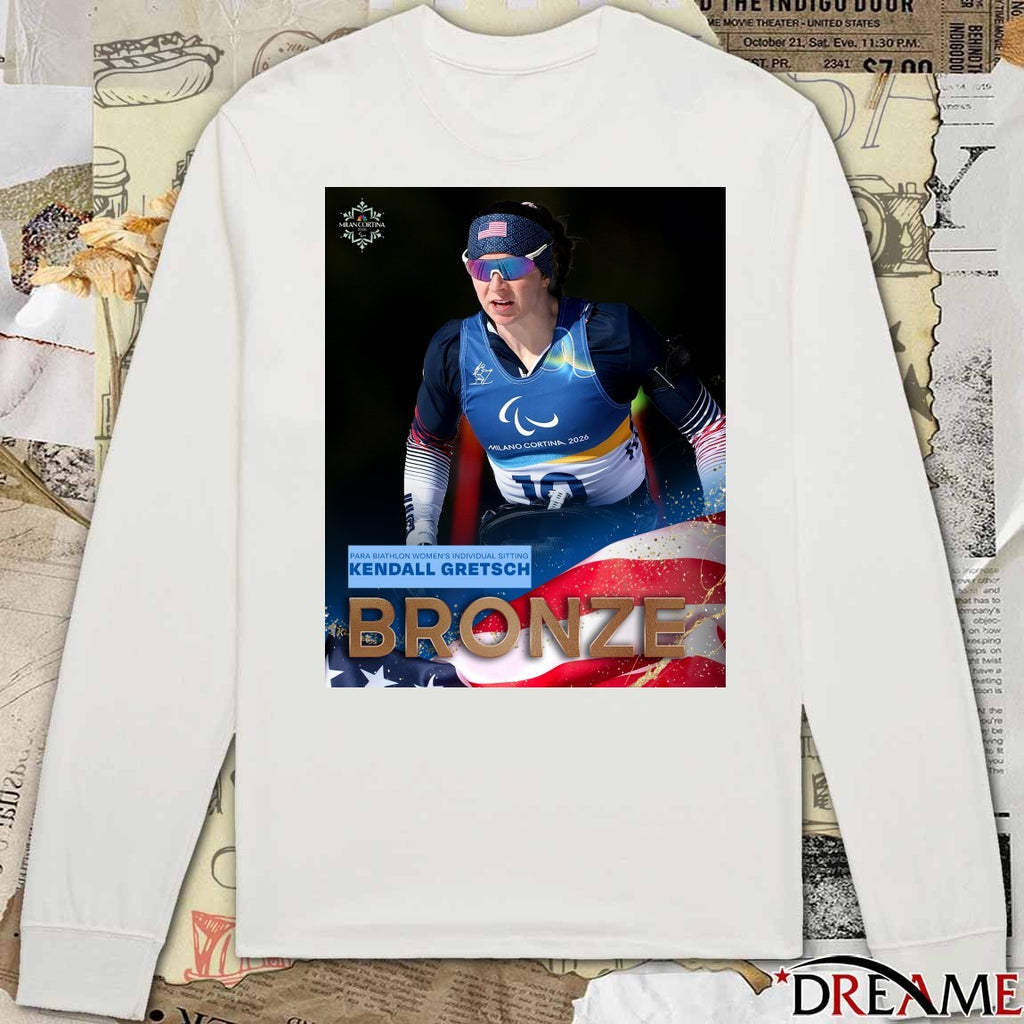 Milano Cortina 2026 Para Biathlon Women’s Individual Sitting Kendall Gretsch Bronze Medal t-shirt