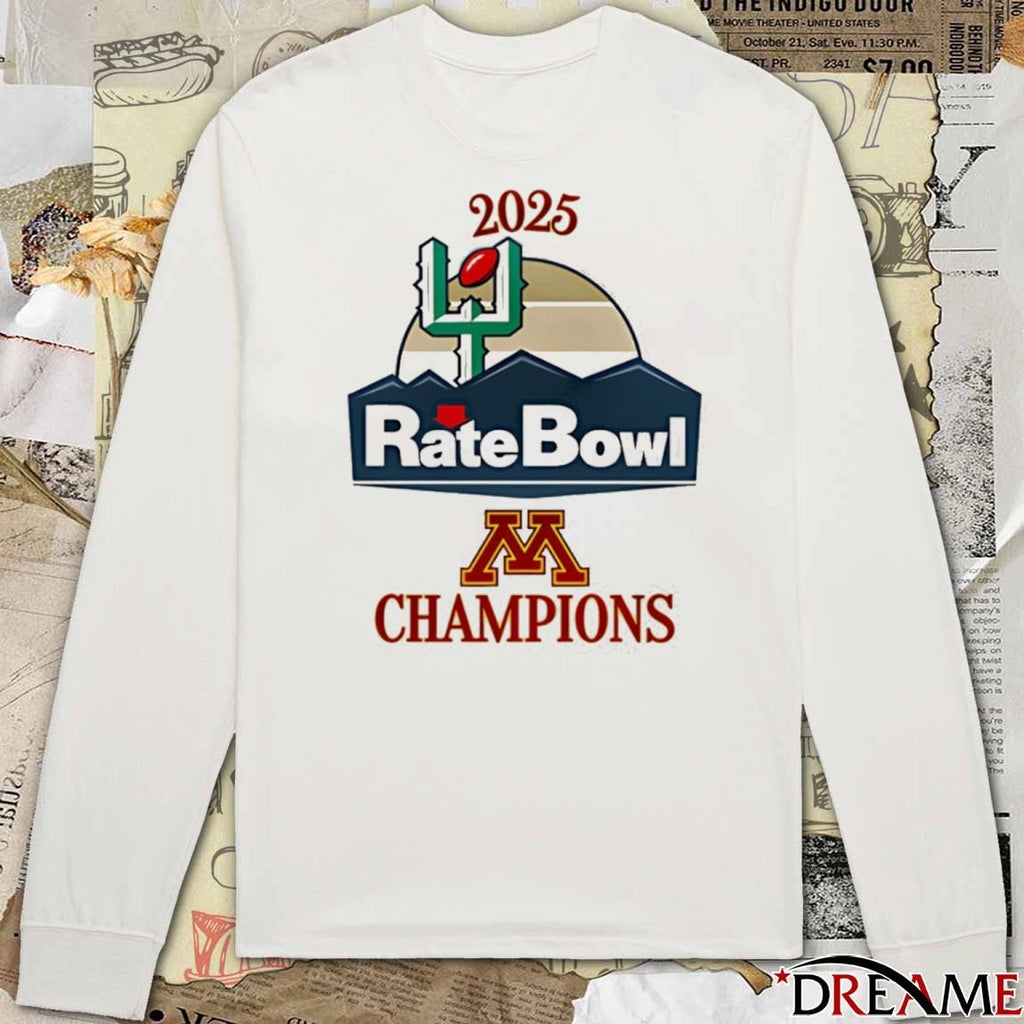 Minnesota Golden Gophers 2025 Rate Bowl Champions t-shirt