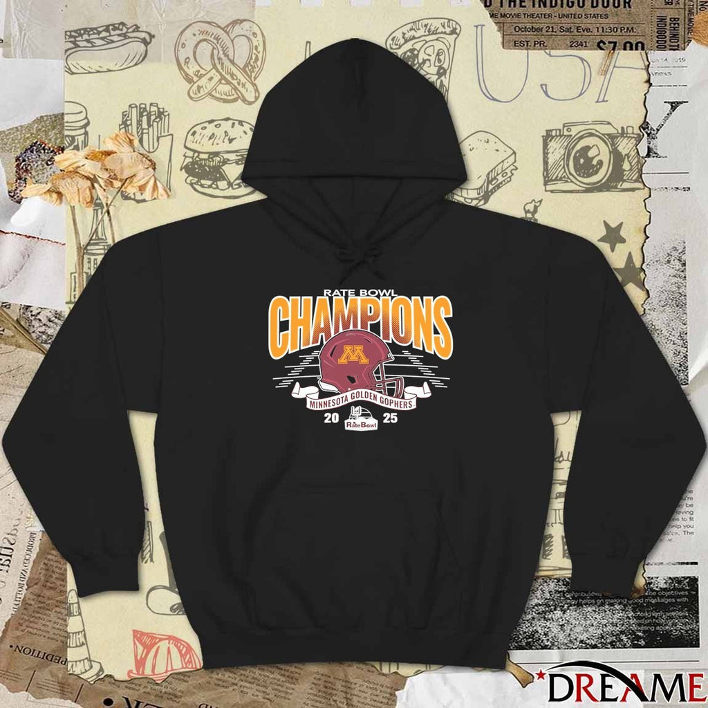 Minnesota Golden Gophers 2025 Rate Bowl Football Champions Helmet t-shirt