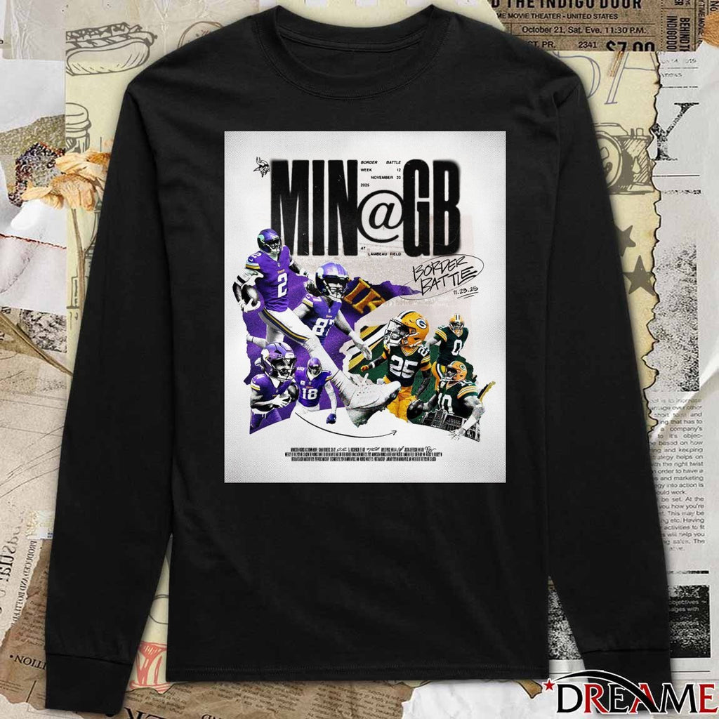 Minnesota Vikings Vs Green Bay Packers Border Battle Lambeau Field November 23, 2025 Poster t-shirt
