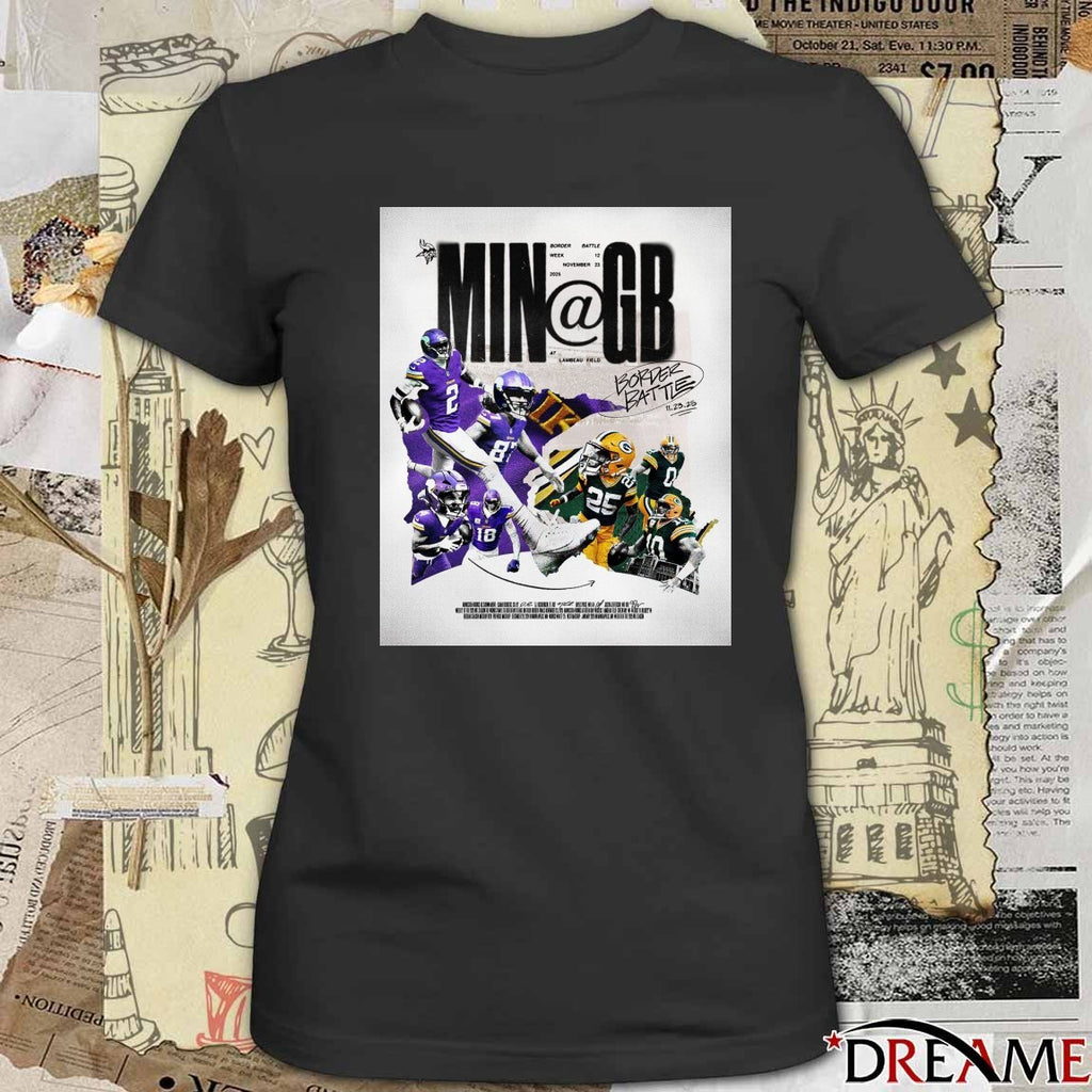 Minnesota Vikings Vs Green Bay Packers Border Battle Lambeau Field November 23, 2025 Poster t-shirt