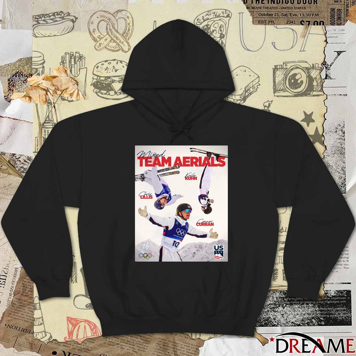 Mixed Team Aerials Kaila Kuhn Christopher Lillis Connor Curran Milan Cortina 2026 Winter Olympics t-shirt