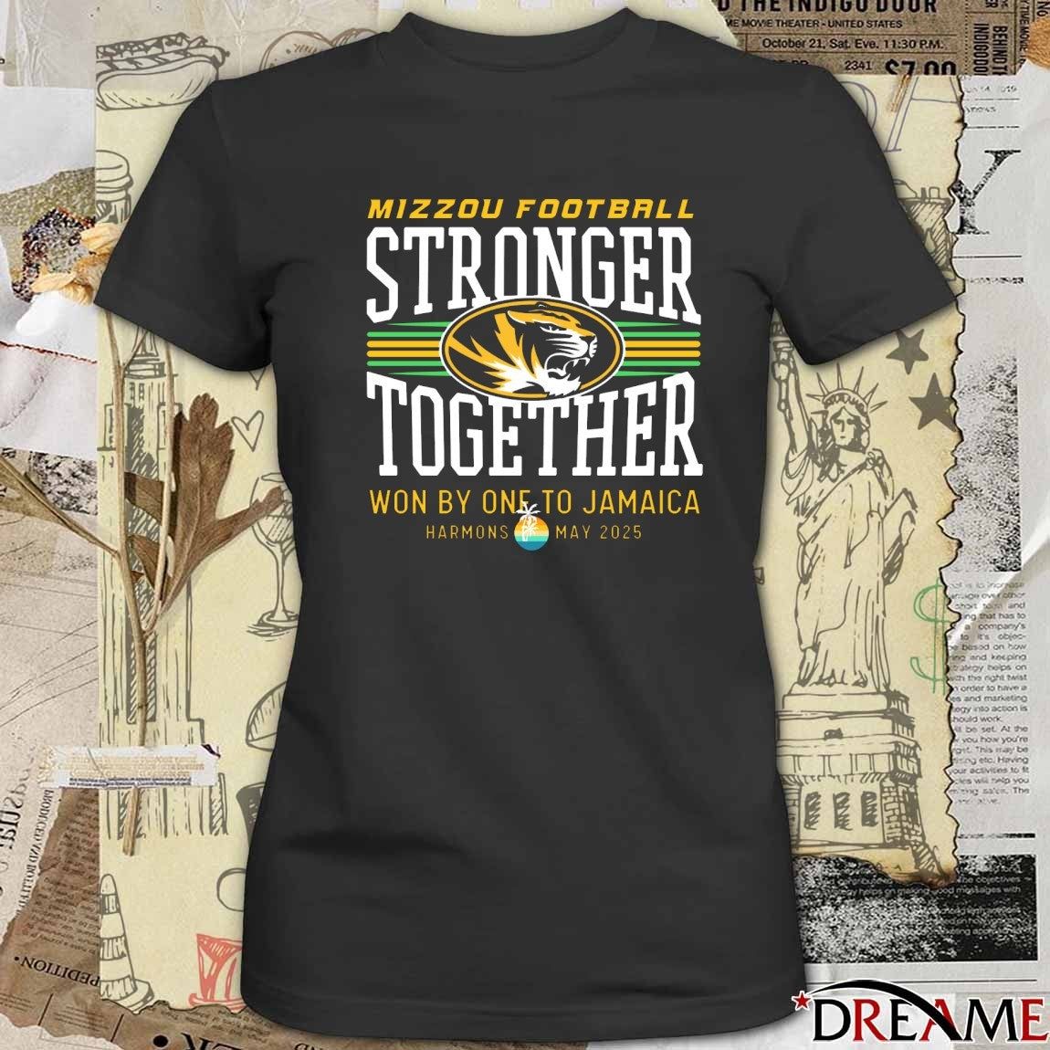 Mizzou Football Stronger Together Won By One To Jamaica Harmons May 2025 t-shirt