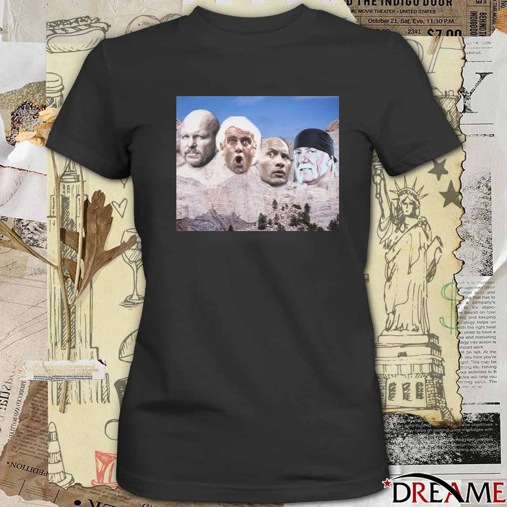 Mount Rushmore Of Wrestling George Washington, Thomas Jefferson, Theodore Roosevelt, and Abraham Lincoln t-shirt