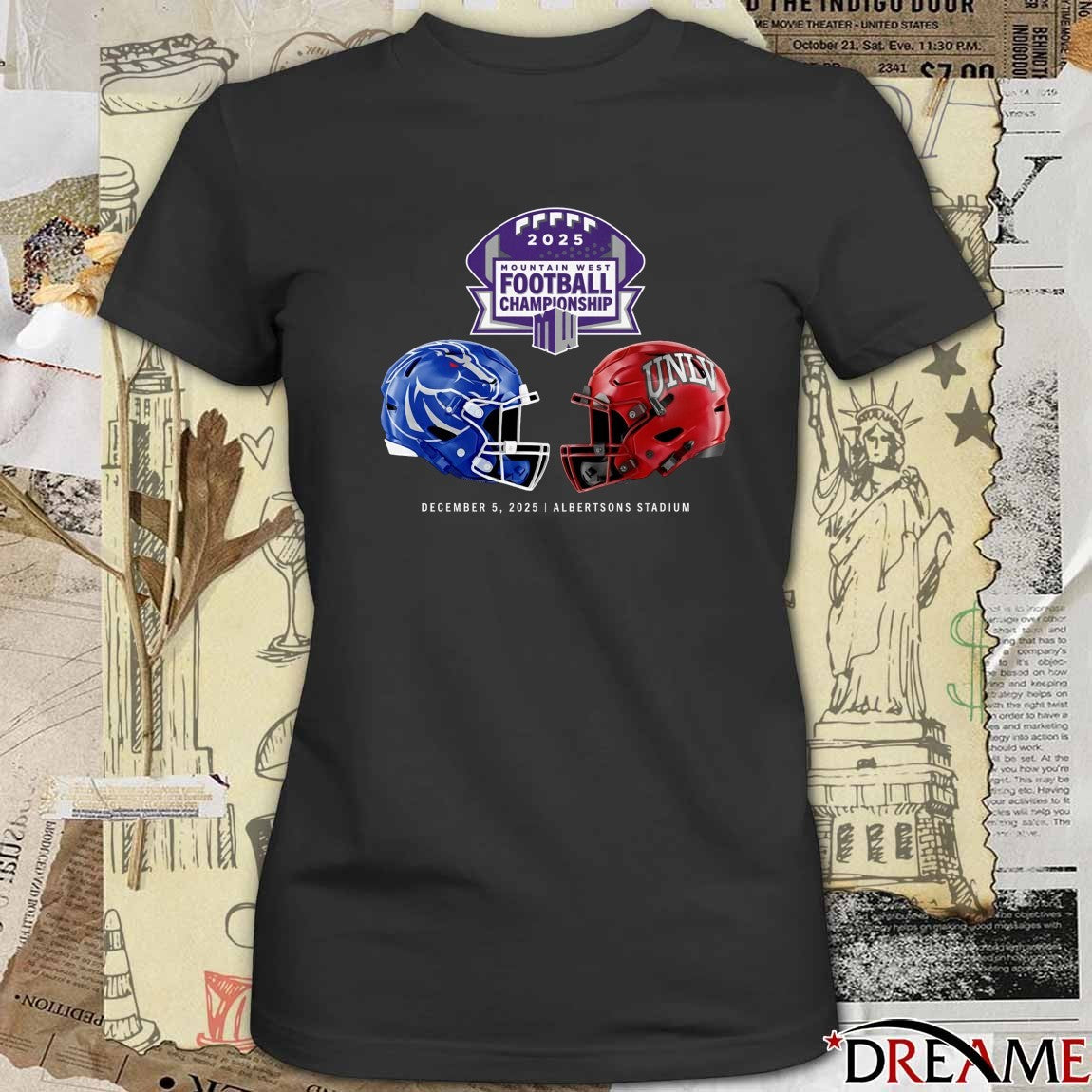 Mountain West Football Championship Boise State Vs. UNLV December 5, 2025 Albertsons Stadium t-shirt