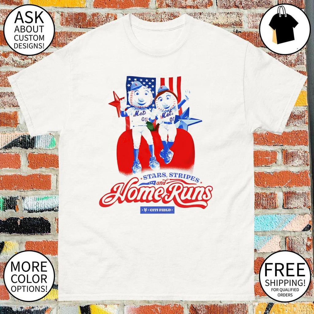 Mr. and Mrs. Met New York Mets Baseball Stars Stripes and Home Runs shirt