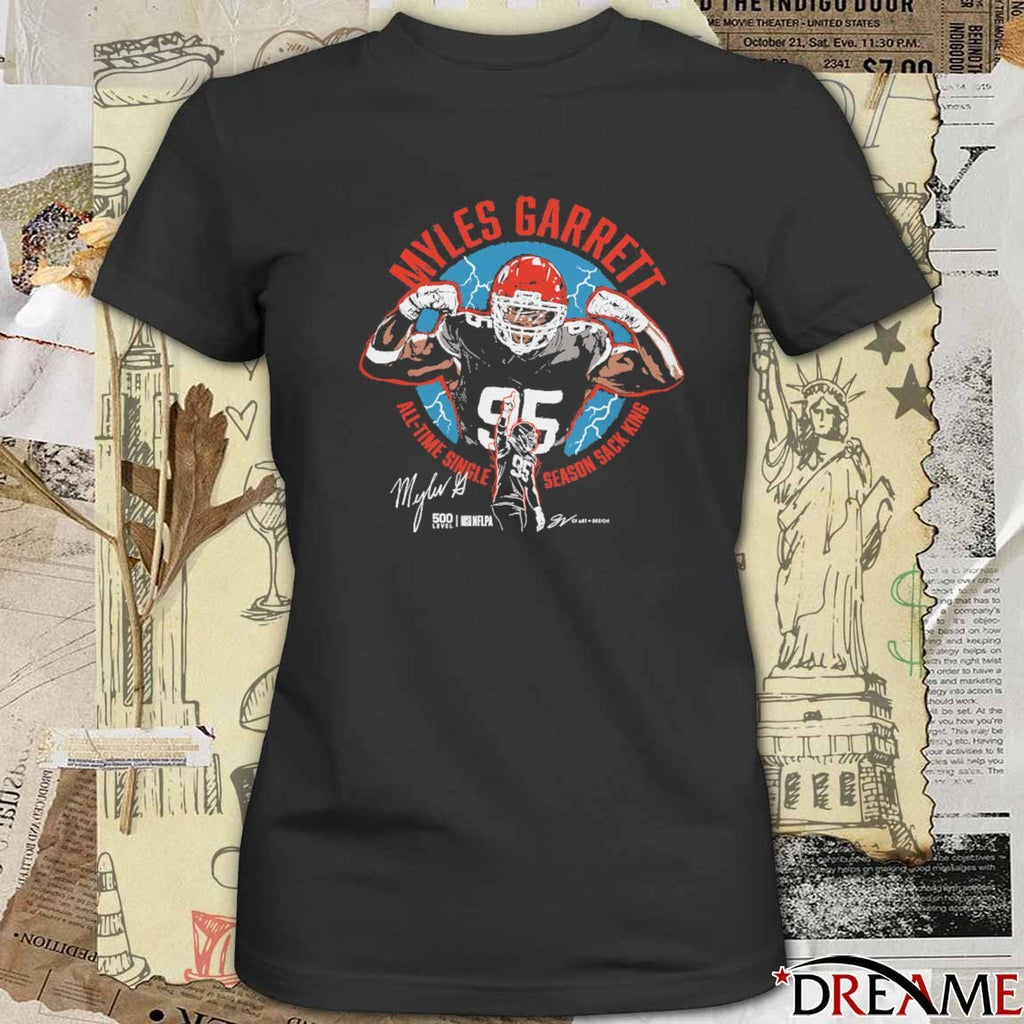 Myles Garrett Cleveland All-Time Single Season Sack King Signature t-shirt