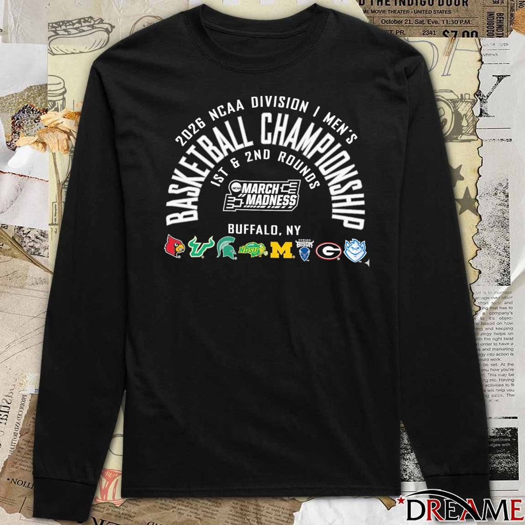 NCAA Division I Men’s Basketball Championship 2026 March Madness Buffalo NY Logos t-shirt